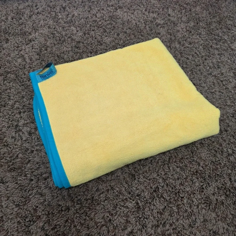 Norwex Kids Towel Yellow Teal Trim Microfiber Extra Plush Bath BacLock New
